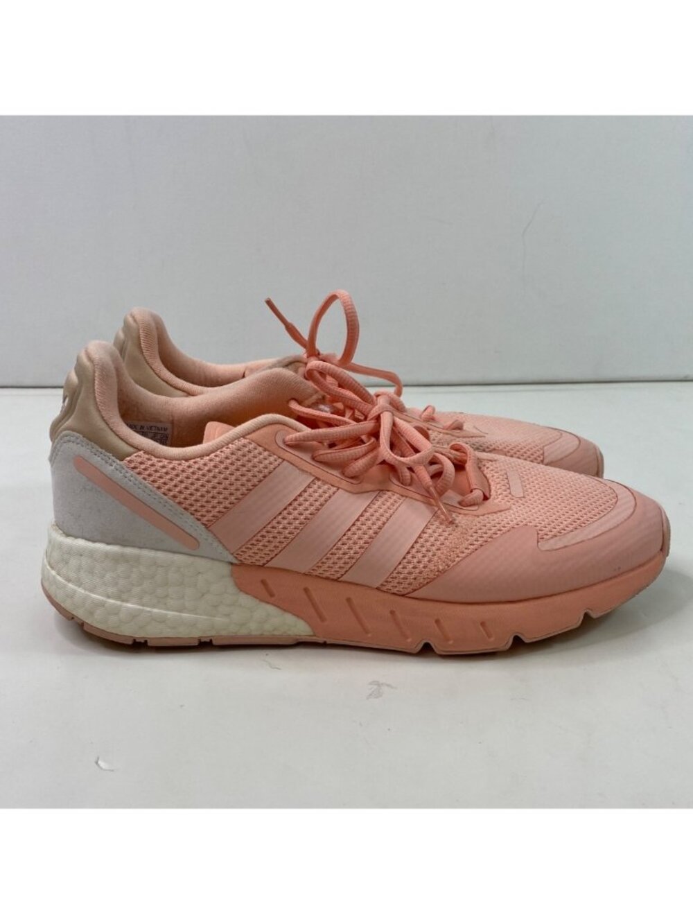 Adidas Womens ZX 1K Boost Running Shoes H69038 Pink Peach Sneakers Size 10